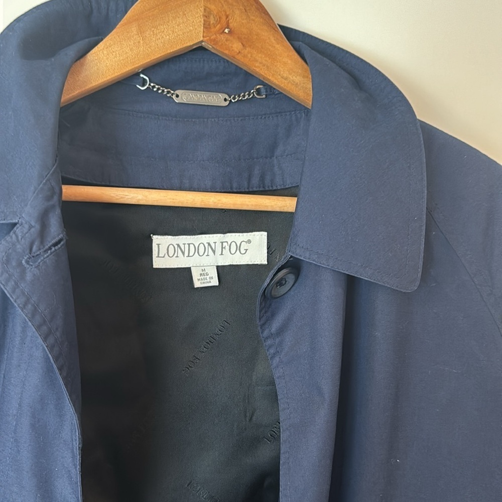 London Fog Coat Reg M size navy blue Button Front Removable Liner jacket - Picture 2 of 16